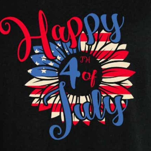 Fourth of July Floral T-shirt, 4th of July Happy T-Shirt - Picture 2 of 4